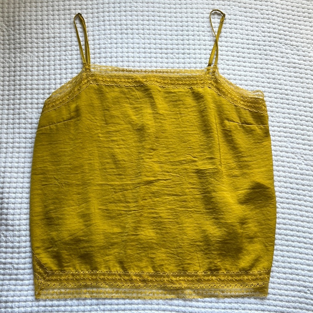 A&F Yellow Gold Satin Lace Tank